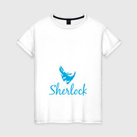 Женская футболка хлопок с принтом Шерлок в Екатеринбурге, 100% хлопок | прямой крой, круглый вырез горловины, длина до линии бедер, слегка спущенное плечо | cumberbatc | sherlock | бенедикт камбербэтч | каракумбуль | шерлок