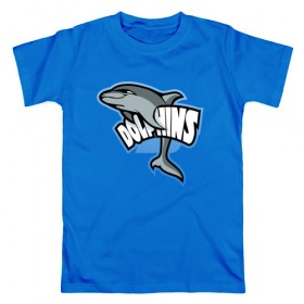 Мужская футболка хлопок с принтом Дельфины в Екатеринбурге, 100% хлопок | прямой крой, круглый вырез горловины, длина до линии бедер, слегка спущенное плечо. | дельфин | дельфины | летние | лето | море | морская | отдых | отпуск | рыба | с дельфином