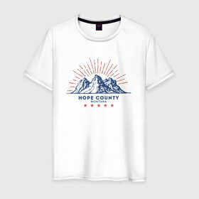 Мужская футболка хлопок с принтом Hope County в Екатеринбурге, 100% хлопок | прямой крой, круглый вырез горловины, длина до линии бедер, слегка спущенное плечо. | far cry 5 | фар край