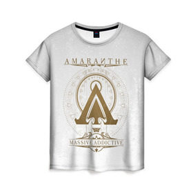 Женская футболка 3D с принтом Amaranthe в Екатеринбурге, 100% полиэфир ( синтетическое хлопкоподобное полотно) | прямой крой, круглый вырез горловины, длина до линии бедер | amaranthe | амаранте | датская | дэт | метал | пауэр | шведская