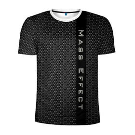 Мужская футболка 3D спортивная с принтом MASS EFFECT в Екатеринбурге, 100% полиэстер с улучшенными характеристиками | приталенный силуэт, круглая горловина, широкие плечи, сужается к линии бедра | abstract | game | geometry | logo | n7 | texture | абстракция | броня | геометрия | игра | лого | логотип | н7 | соты | стальная броня