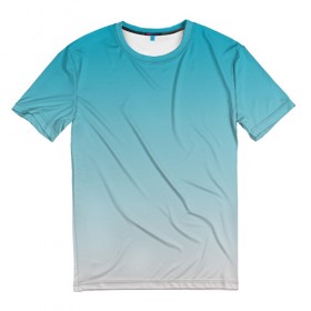 Мужская футболка 3D с принтом Лазурный в Екатеринбурге, 100% полиэфир | прямой крой, круглый вырез горловины, длина до линии бедер | yaay | градиент | дымка | екатеринбург | лазурный | россия | утро