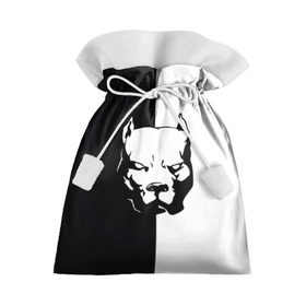 Подарочный 3D мешок с принтом Питбуль в Екатеринбурге, 100% полиэстер | Размер: 29*39 см | Тематика изображения на принте: агрессия | башка | белое | голова | пес | пит буль | питбуль | собака | спорт | стаф | стафф | стаффорд | чб | черное