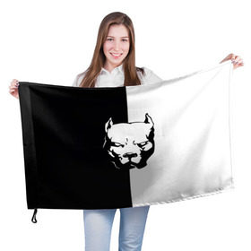 Флаг 3D с принтом Питбуль в Екатеринбурге, 100% полиэстер | плотность ткани — 95 г/м2, размер — 67 х 109 см. Принт наносится с одной стороны | агрессия | башка | белое | голова | пес | пит буль | питбуль | собака | спорт | стаф | стафф | стаффорд | чб | черное