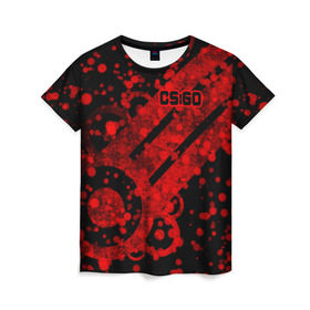 Женская футболка 3D с принтом Counter Strike Red Style в Екатеринбурге, 100% полиэфир ( синтетическое хлопкоподобное полотно) | прямой крой, круглый вырез горловины, длина до линии бедер | cs go | global offensive | контр страйк | шутер
