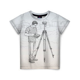 Детская футболка 3D с принтом Парень с контроллером в Екатеринбурге, 100% гипоаллергенный полиэфир | прямой крой, круглый вырез горловины, длина до линии бедер, чуть спущенное плечо, ткань немного тянется | surveyor | геодезист | геодезия