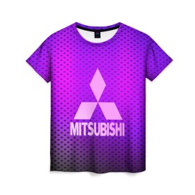 Женская футболка 3D с принтом MITSUBISHI в Екатеринбурге, 100% полиэфир ( синтетическое хлопкоподобное полотно) | прямой крой, круглый вырез горловины, длина до линии бедер |  машина | марка | митсубиси