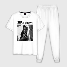 Мужская пижама хлопок с принтом Майк Тайсон в Екатеринбурге, 100% хлопок | брюки и футболка прямого кроя, без карманов, на брюках мягкая резинка на поясе и по низу штанин
 | miketyson | бокс | майк тайсон