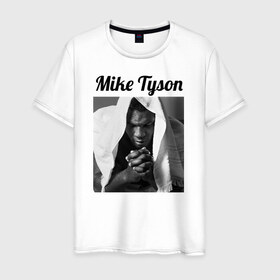 Мужская футболка хлопок с принтом Майк Тайсон в Екатеринбурге, 100% хлопок | прямой крой, круглый вырез горловины, длина до линии бедер, слегка спущенное плечо. | miketyson | бокс | майк тайсон