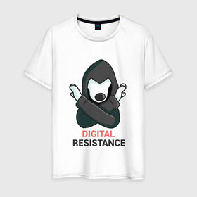 Мужская футболка хлопок с принтом Digital Resistance Dog в Екатеринбурге, 100% хлопок | прямой крой, круглый вырез горловины, длина до линии бедер, слегка спущенное плечо. | Тематика изображения на принте: 