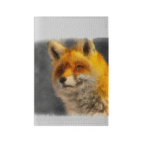 Обложка для паспорта матовая кожа с принтом Лиса в Екатеринбурге, натуральная матовая кожа | размер 19,3 х 13,7 см; прозрачные пластиковые крепления | графика | животные | лиса | лисица | лисичка | природа | рыжая | хищник
