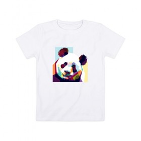 Детская футболка хлопок с принтом Панда в Екатеринбурге, 100% хлопок | круглый вырез горловины, полуприлегающий силуэт, длина до линии бедер | абстракция | медведь | медведь абстракция | панда | панда абстракция | панды | с абстракцией | с медведем | с пандой