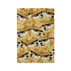 Обложка для паспорта матовая кожа с принтом Doge мем в deal with it очках в Екатеринбурге, натуральная матовая кожа | размер 19,3 х 13,7 см; прозрачные пластиковые крепления | deal with it очки | doge | meme | мем | мемы | сиба ину | сиба ину мем