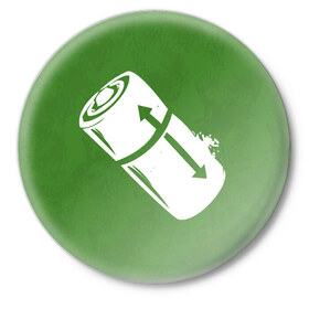 Значок с принтом Long Life Battery | DBD в Екатеринбурге,  металл | круглая форма, металлическая застежка в виде булавки | dead by daylight | аккумулятор | батарейка | дбд
