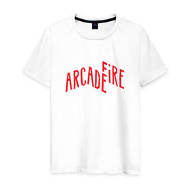Мужская футболка хлопок с принтом Arcade Fire в Екатеринбурге, 100% хлопок | прямой крой, круглый вырез горловины, длина до линии бедер, слегка спущенное плечо. | 