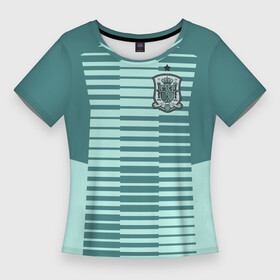 Женская футболка 3D Slim с принтом Испания   форма вратаря   ЧМ 2018 в Екатеринбурге,  |  | сборная испании | форма вратаря | футбол | футбольная форма