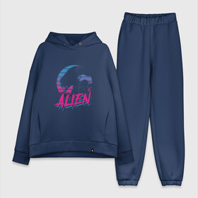 Женский костюм хлопок Oversize с принтом Alien 80 в Екатеринбурге,  |  | 80е | alien | вэйв | мода | ретро | ридли | скотт | хищник | чужой