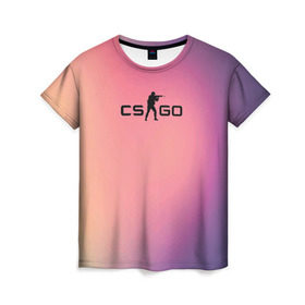 Женская футболка 3D с принтом CsGo Градиент в Екатеринбурге, 100% полиэфир ( синтетическое хлопкоподобное полотно) | прямой крой, круглый вырез горловины, длина до линии бедер | cs go | csgo | global offensive | контр страйк | контра