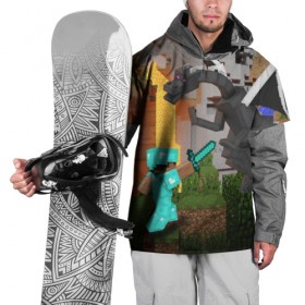 Накидка на куртку 3D с принтом Стив сражается с Эндердраконом в Екатеринбурге, 100% полиэстер |  | minecraft | minekraft | stive | бой | дракон | майнкрафт | меч | сражение | стив