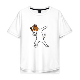 Мужская футболка хлопок Oversize с принтом джек победитель в Екатеринбурге, 100% хлопок | свободный крой, круглый ворот, “спинка” длиннее передней части | джек | джек рассел | рассел | терьер