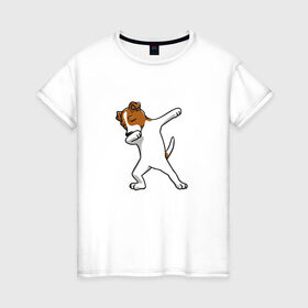 Женская футболка хлопок с принтом джек победитель в Екатеринбурге, 100% хлопок | прямой крой, круглый вырез горловины, длина до линии бедер, слегка спущенное плечо | джек | джек рассел | рассел | терьер