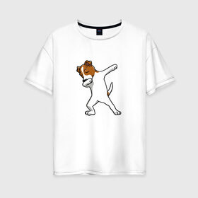 Женская футболка хлопок Oversize с принтом джек победитель в Екатеринбурге, 100% хлопок | свободный крой, круглый ворот, спущенный рукав, длина до линии бедер
 | джек | джек рассел | рассел | терьер