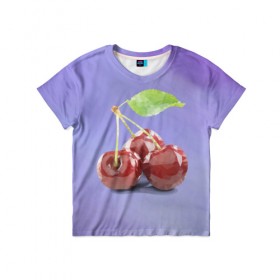 Детская футболка 3D с принтом Polygon cherry в Екатеринбурге, 100% гипоаллергенный полиэфир | прямой крой, круглый вырез горловины, длина до линии бедер, чуть спущенное плечо, ткань немного тянется | 