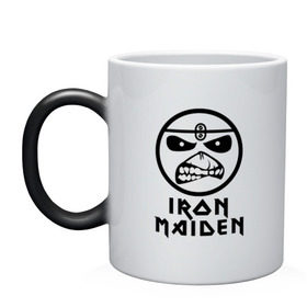 Кружка хамелеон с принтом Iron Maiden в Екатеринбурге, керамика | меняет цвет при нагревании, емкость 330 мл | iron maiden | адриан смит | айран | айрон | группа | дэйв мюррей | железная дева | ирон | майден | мейд | мейден | метал | мрачный | музыка | песни | рок | стив харрис | тяжелый | хеви | хевиметал