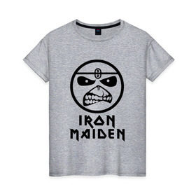 Женская футболка хлопок с принтом Iron Maiden в Екатеринбурге, 100% хлопок | прямой крой, круглый вырез горловины, длина до линии бедер, слегка спущенное плечо | iron maiden | адриан смит | айран | айрон | группа | дэйв мюррей | железная дева | ирон | майден | мейд | мейден | метал | мрачный | музыка | песни | рок | стив харрис | тяжелый | хеви | хевиметал