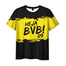 Мужская футболка 3D с принтом Borussia Dortmund FC в Екатеринбурге, 100% полиэфир | прямой крой, круглый вырез горловины, длина до линии бедер | 09 | bvb | heja | боруссия | германия | дортмунд | клуб | фк | футбол | футбольный