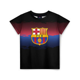 Детская футболка 3D с принтом Barcelona FC в Екатеринбурге, 100% гипоаллергенный полиэфир | прямой крой, круглый вырез горловины, длина до линии бедер, чуть спущенное плечо, ткань немного тянется | barcelona | spain | spanish | барса | барселона | испания | испанский | клуб | фк | футбол | футбольный