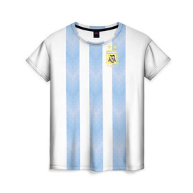 Женская футболка 3D с принтом Аргентина в Екатеринбурге, 100% полиэфир ( синтетическое хлопкоподобное полотно) | прямой крой, круглый вырез горловины, длина до линии бедер | 