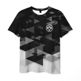 Мужская футболка 3D с принтом Borussia Geometry Sport в Екатеринбурге, 100% полиэфир | прямой крой, круглый вырез горловины, длина до линии бедер | боруссия | дортмунд