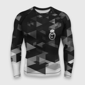 Мужской рашгард 3D с принтом Real Madrid Geometry Sport в Екатеринбурге,  |  | abstraction | championship | fc | football | footer | polygon | real madrid | soccer | socker | sport | абстракция | одежда | спорт | спортивный | униформа | футбол | футбольный клуб | чемпионат