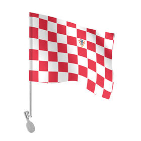 Флаг для автомобиля с принтом Хорватия домашняя форма 2018 в Екатеринбурге, 100% полиэстер | Размер: 30*21 см | 