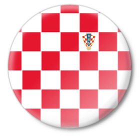 Значок с принтом Хорватия домашняя форма 2018 в Екатеринбурге,  металл | круглая форма, металлическая застежка в виде булавки | 