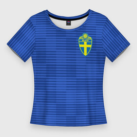 Женская футболка 3D Slim с принтом Швеция гостевая форма ЧМ 2018 в Екатеринбурге,  |  | Тематика изображения на принте: гостевая форма | сборная швеции | футбольная форма | швеция