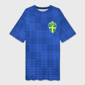 Платье-футболка 3D с принтом Швеция гостевая форма ЧМ 2018 в Екатеринбурге,  |  | гостевая форма | сборная швеции | футбольная форма | швеция
