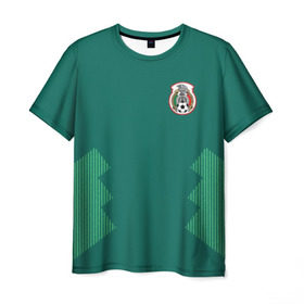 Мужская футболка 3D с принтом Домашняя форма сборной Мексики в Екатеринбурге, 100% полиэфир | прямой крой, круглый вырез горловины, длина до линии бедер | Тематика изображения на принте: мексика | сборная мексики | форма мексики | чемпионат по футболу