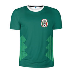 Мужская футболка 3D спортивная с принтом Домашняя форма сборной Мексики в Екатеринбурге, 100% полиэстер с улучшенными характеристиками | приталенный силуэт, круглая горловина, широкие плечи, сужается к линии бедра | мексика | сборная мексики | форма мексики | чемпионат по футболу