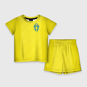 Детский костюм с шортами 3D с принтом Швеция домашняя форма ЧМ 2018 в Екатеринбурге,  |  | домашняя форма | сборная швеции | футбол | футбольная форма | швеция