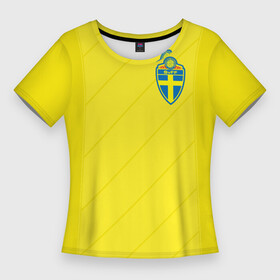 Женская футболка 3D Slim с принтом Швеция домашняя форма ЧМ 2018 в Екатеринбурге,  |  | домашняя форма | сборная швеции | футбол | футбольная форма | швеция