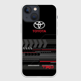 Чехол для iPhone 13 mini с принтом Toyota 1 в Екатеринбурге,  |  | car | toyota | абстракция | авто | графика | дизайн | полосы | протектор | пунктир | след шин | тойота