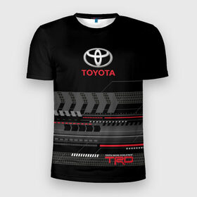 Мужская футболка 3D спортивная с принтом Toyota 1 в Екатеринбурге, 100% полиэстер с улучшенными характеристиками | приталенный силуэт, круглая горловина, широкие плечи, сужается к линии бедра | car | toyota | абстракция | авто | графика | дизайн | полосы | протектор | пунктир | след шин | тойота