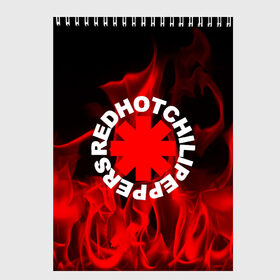 Скетчбук с принтом Red Hot Chili Peppers в Екатеринбурге, 100% бумага
 | 48 листов, плотность листов — 100 г/м2, плотность картонной обложки — 250 г/м2. Листы скреплены сверху удобной пружинной спиралью | Тематика изображения на принте: red hot chili peppers | rhcp | перцы | ред хот чили пепперс | рхчп | рэд