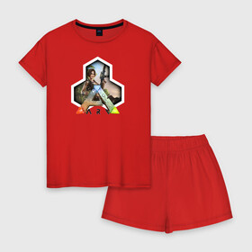 Женская пижама с шортиками хлопок с принтом Ark Survival Evolved в Екатеринбурге, 100% хлопок | футболка прямого кроя, шорты свободные с широкой мягкой резинкой | ark survival evolved