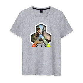 Мужская футболка хлопок с принтом Ark Survival Evolved в Екатеринбурге, 100% хлопок | прямой крой, круглый вырез горловины, длина до линии бедер, слегка спущенное плечо. | Тематика изображения на принте: ark survival evolved