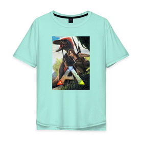 Мужская футболка хлопок Oversize с принтом Ark Survival Evolved в Екатеринбурге, 100% хлопок | свободный крой, круглый ворот, “спинка” длиннее передней части | Тематика изображения на принте: арк