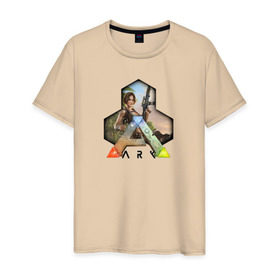 Мужская футболка хлопок с принтом Ark Survival Evolved в Екатеринбурге, 100% хлопок | прямой крой, круглый вырез горловины, длина до линии бедер, слегка спущенное плечо. | арк