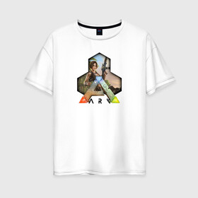Женская футболка хлопок Oversize с принтом Ark Survival Evolved в Екатеринбурге, 100% хлопок | свободный крой, круглый ворот, спущенный рукав, длина до линии бедер
 | арк
